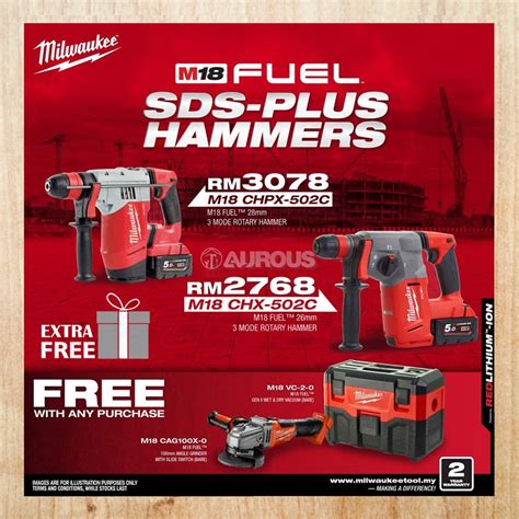 MILWAUKEE 3 MODE ROTARY HAMMER WITH DRILL HACK GRINDER VACUUM COMBO