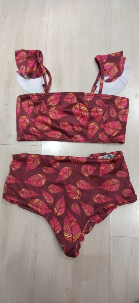 BIQUINI CROPPED HOT PANT PALMEIRAS VERMELHA G Kariocas