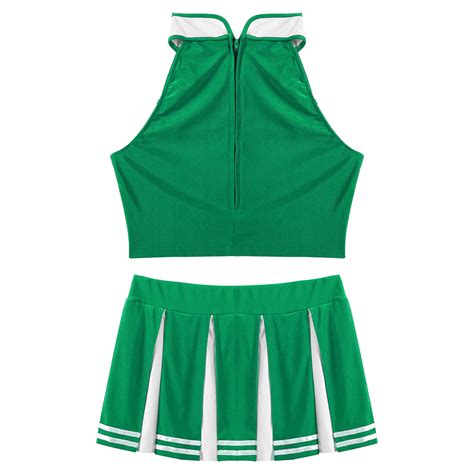 Womens Cheerleader Costume Uniform Sexy Party Clubwear Crop Top With Mini Pleated Skirt Lingerie