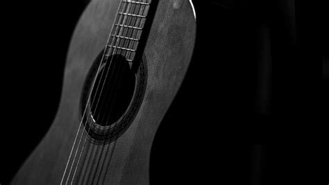 Download Wallpaper 1366x768 Guitar Musical Instrument Dark Bw Tablet Laptop Hd Background