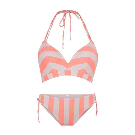 Linga Dore Triangel Voorgevormde Bikini Set Streep Oranje B