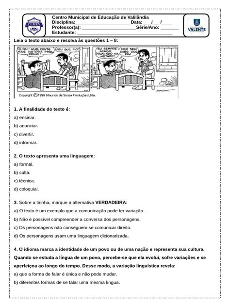 Questões De Variação Linguistica - Questões sobre Variação Linguística | PDF | Comunicação humana ...