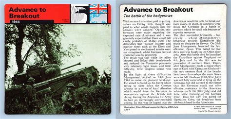 Advance To Breakout 1944 War On Land WW2 Edito Service SA 1977 Card