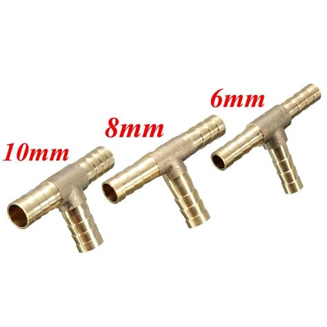 Buy 6mm 8mm 10mm 1 4 Brass Barbed T Piece 3 Way Fuel Hose Joiner For