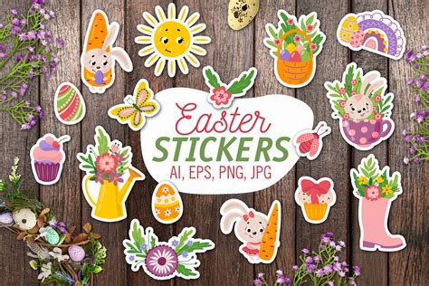 Easter Printable Stickers Cricut Design By Helgakov Thehungryjpeg