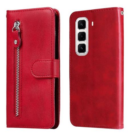 Funda Con Cremallera Para Infinix Hot 50 Pro Plus 4g Textura De Becerro De Piel Sintética