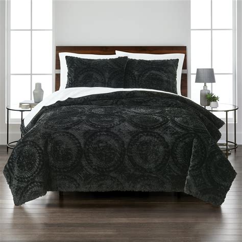 Better Homes And Gardens Embroidered Faux Fur 3 Piece Comforter Set Full