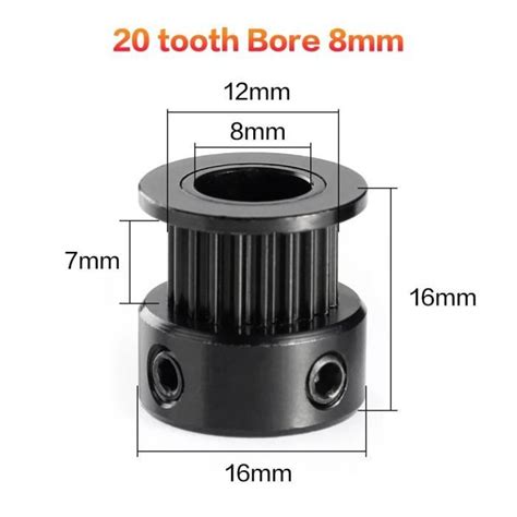 Poulie de synchronisation GT2 16 dents 20 dents alésage de poulie 5 8mm