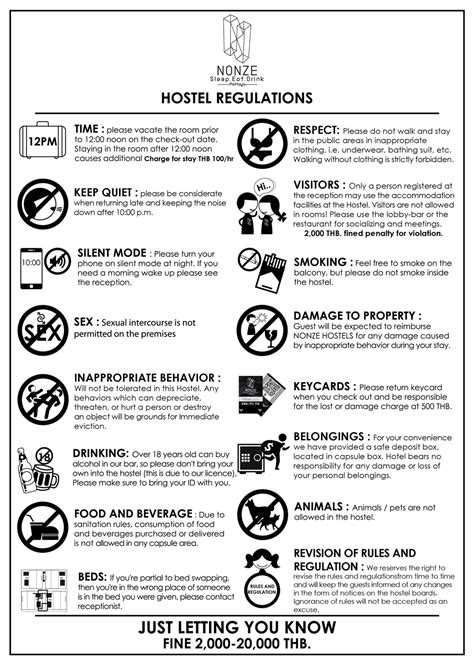 Rules Nonze Hostel Pattaya Thailand