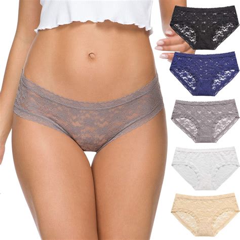 Wealurre Womens Underwear Lace Sexy Panties Bikini Panty For Women Seamless Hipster Pack L B