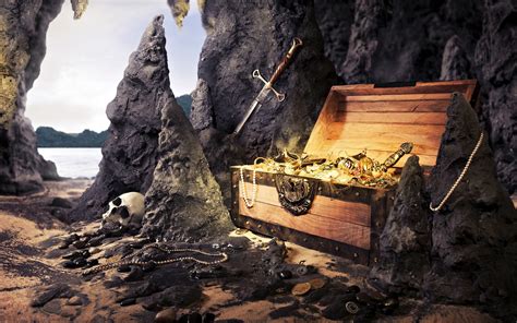Online crop | treasure chest full of gold illustration, weapon