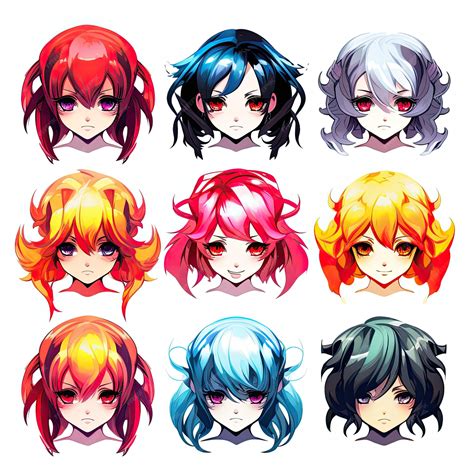 premium photo set  anime girl faces   hairstyles