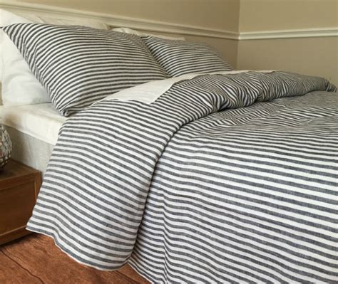 Striped Duvet Cover, Handmade in Natural Linen - Superior Custom Linens