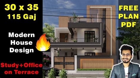 30x35 Modern House 3BHK Office On Terrace 115 Gaj With Beautiful