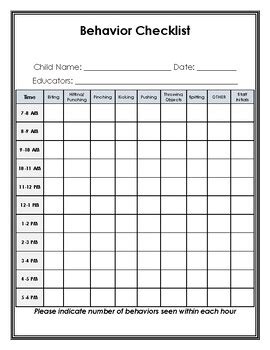behavior checklist  creations  kasey tpt