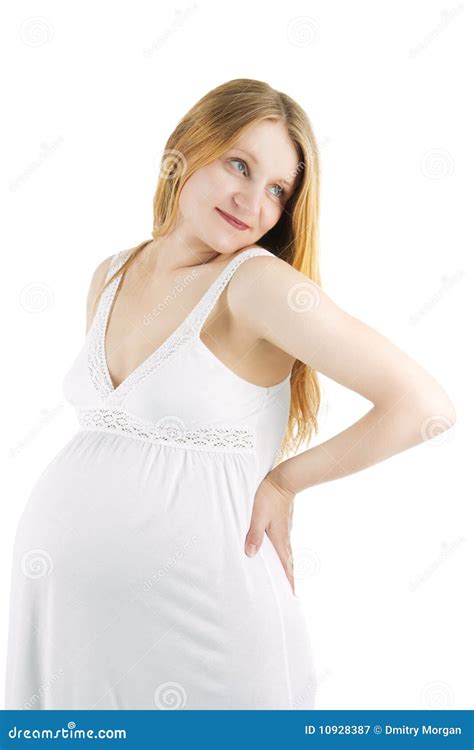 Smiling Pregnant Blonde Woman Stock Image Image Of Shaped Lifted