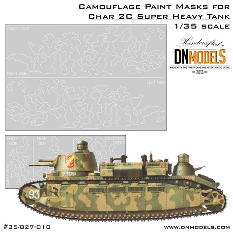 Camouflage paint masks for Char 2C 1/35 Meng Model Super Heavy tank