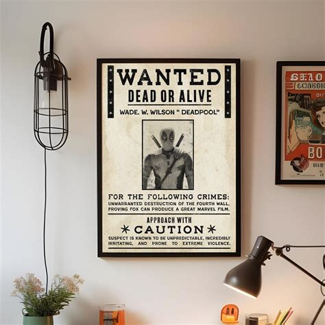 deadpool marvel wanted poster vintage film prop graphic design ryan