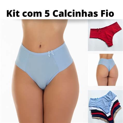 Kit 5 Calcinhas Fio Dental Duplo Lingerie De Microfibra Shopee Brasil