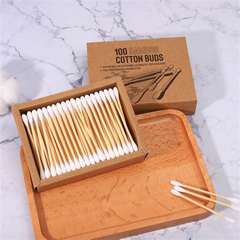 Biodegradable Bamboo Cotton Swabs 200 Count In Paper Drawer Box