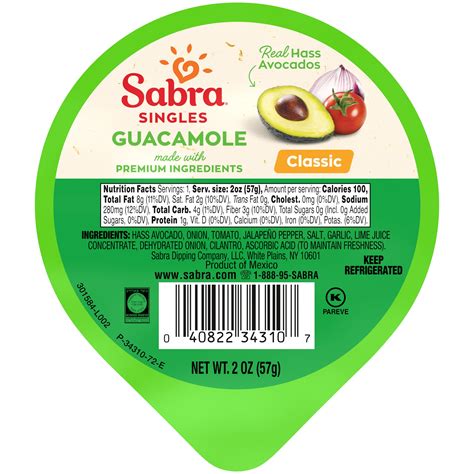 Sabra Classic Guacamole Singles - 2oz, 4ct – Sabra Dipping Company, LLC