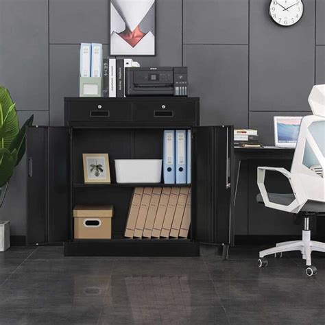 2 Locking Drawers Storage Cabinet Besfur