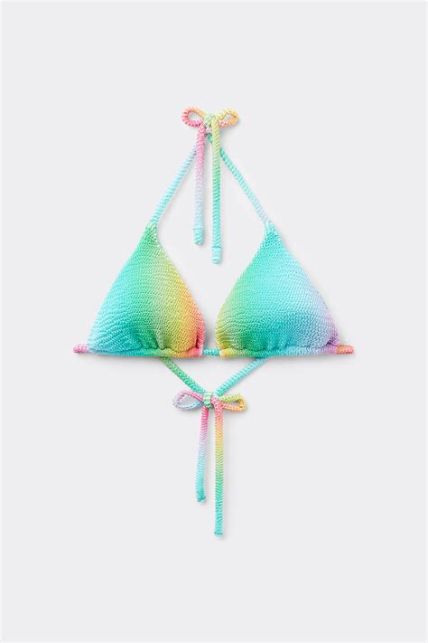 Crinkle Rainbow Removable Padding Triangle Bikini Top