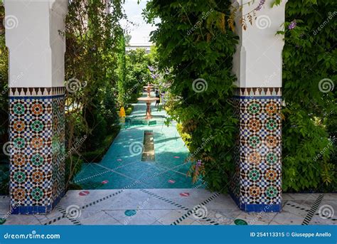 garden   grand mosque  paris stock image image  islamic