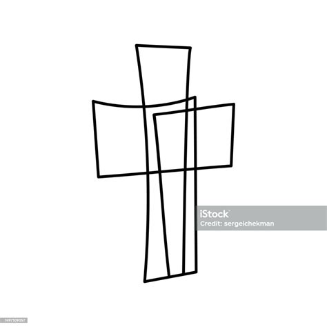 Cross Icon Black Church Symbols Christian Cross Icon Vector