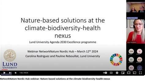 Nature Based Solutions At The Climate Biodiversity Health Nexus