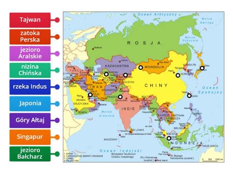 Mapa Azji Z Figury Labelled Diagram