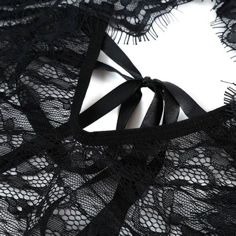 Women Lingerie One Piece Lace Babydoll Bodysuit Black CL CQWN