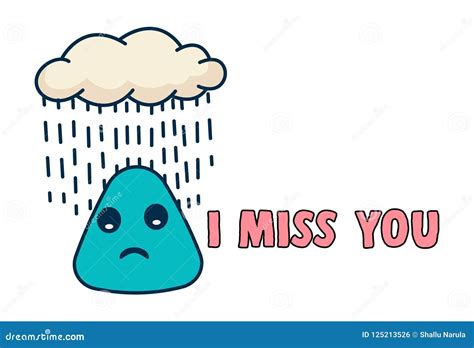 Vector Cartoon Illustration Of I Miss You Text Stock Vector