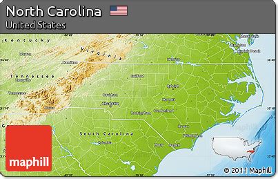 Free Physical Map of North Carolina