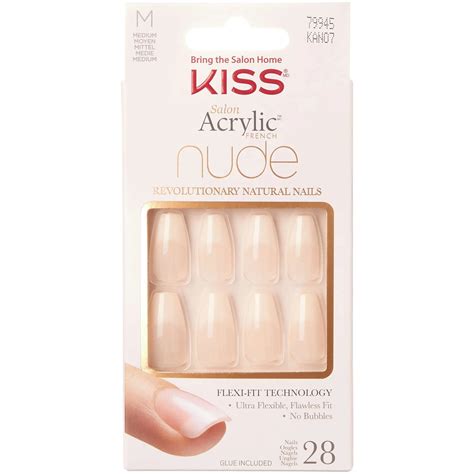 KISS Salon Acrylic Nude French Manicure Nails With Pink Gel Glue