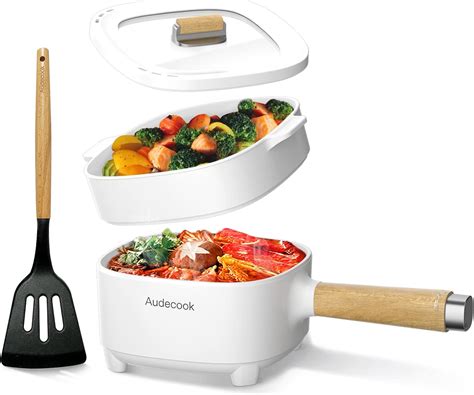 Audecook Elektrischer Hot Pot Mit Dampfgarer L Cm Antihaft Elektropfanne Mit Keramikglasur