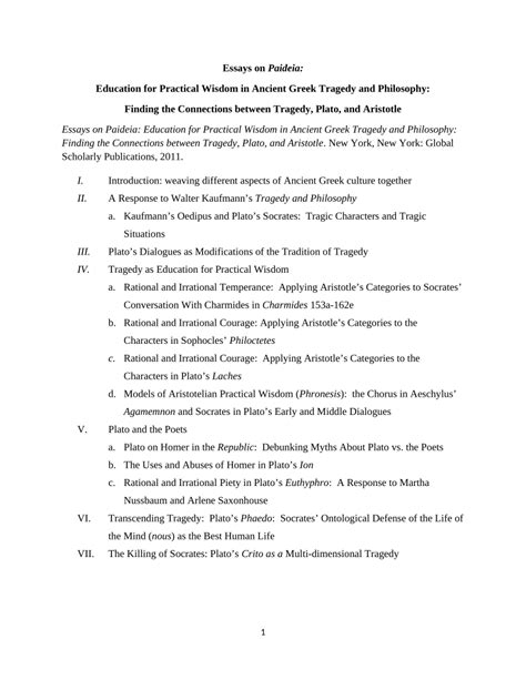 (PDF) Essays on Paideia: Education for Practical Wisdom in Ancient