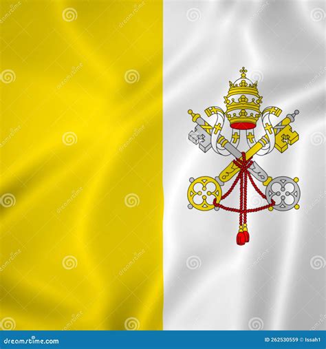 Illustration Waving State Flag Of The Vatican City Stock Illustration