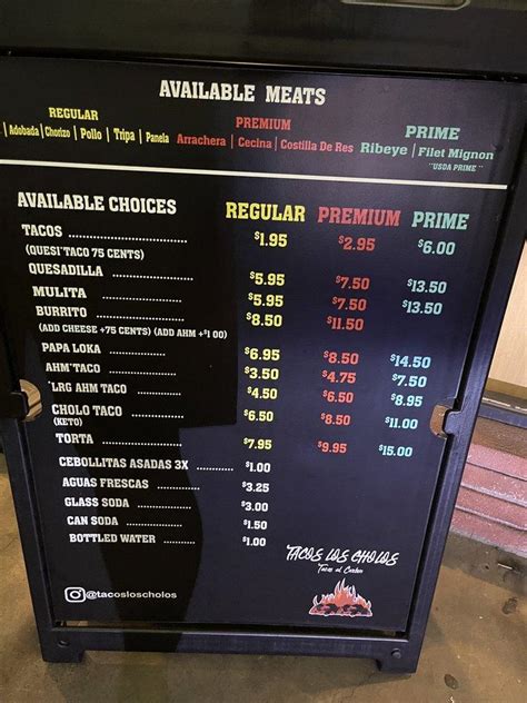 Menu At Tacos Los Cholos Fullerton Restaurant Fullerton