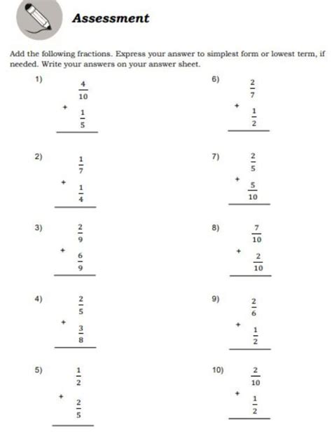 Add The Following Fractions Express Your Answer To Simplest Form Or