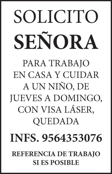 SOLICITO SEñORA PARA El Mañana de Reynosa Avisos Clasificados