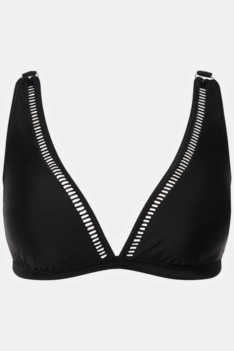 Top Del Bikini Con Scollo A V Coppe Morbide E Bordure Glitterate Nero