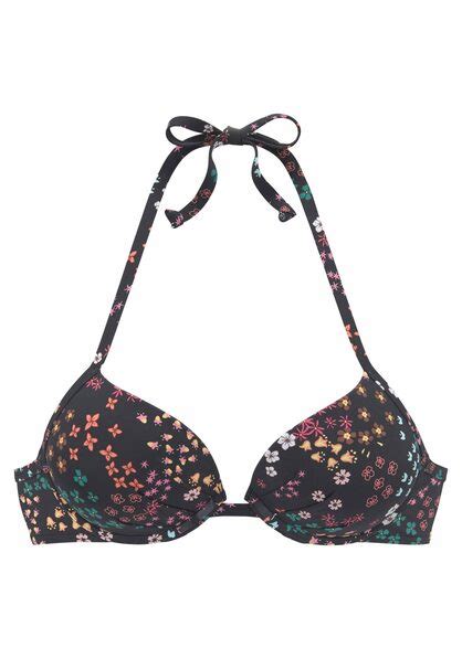 S Oliver Push Up Bikini Top Milly Schwarz Bedruckt Cup B
