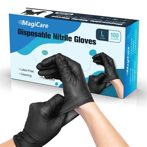 Buy Magicare Black Disposable Nitrile Gloves Box Of 100 Nitrile Exam