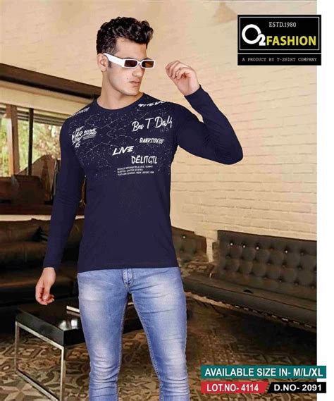 Cotton Printed Round Neck Mens Full Sleeves T Shirt At Rs 180 In Howrah