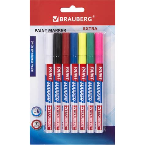 Маркер-краска лаковый BRAUBERG EXTRA paint marker 2 мм, набор 7 цветов ...