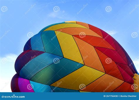 Hot Air Balloon Is Being Filled Editorial Stock Photo Image Of Large Geometric