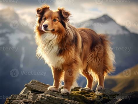 Majestic dog standing proudly on a mountain peak AI Generative 34085863 Stock Photo at Vecteezy