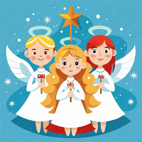 Anjos De Natal Desenhos - Anjos de Natal Desenho de Ilustração Vector de Cor | vetor Premium ...