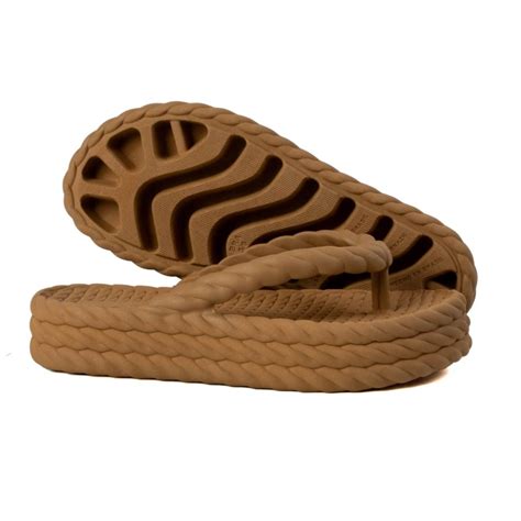 Chinelo Feminino Anna Andrade Plataforma Flat Nuvem Corda Trança Conforto Tendência Nude